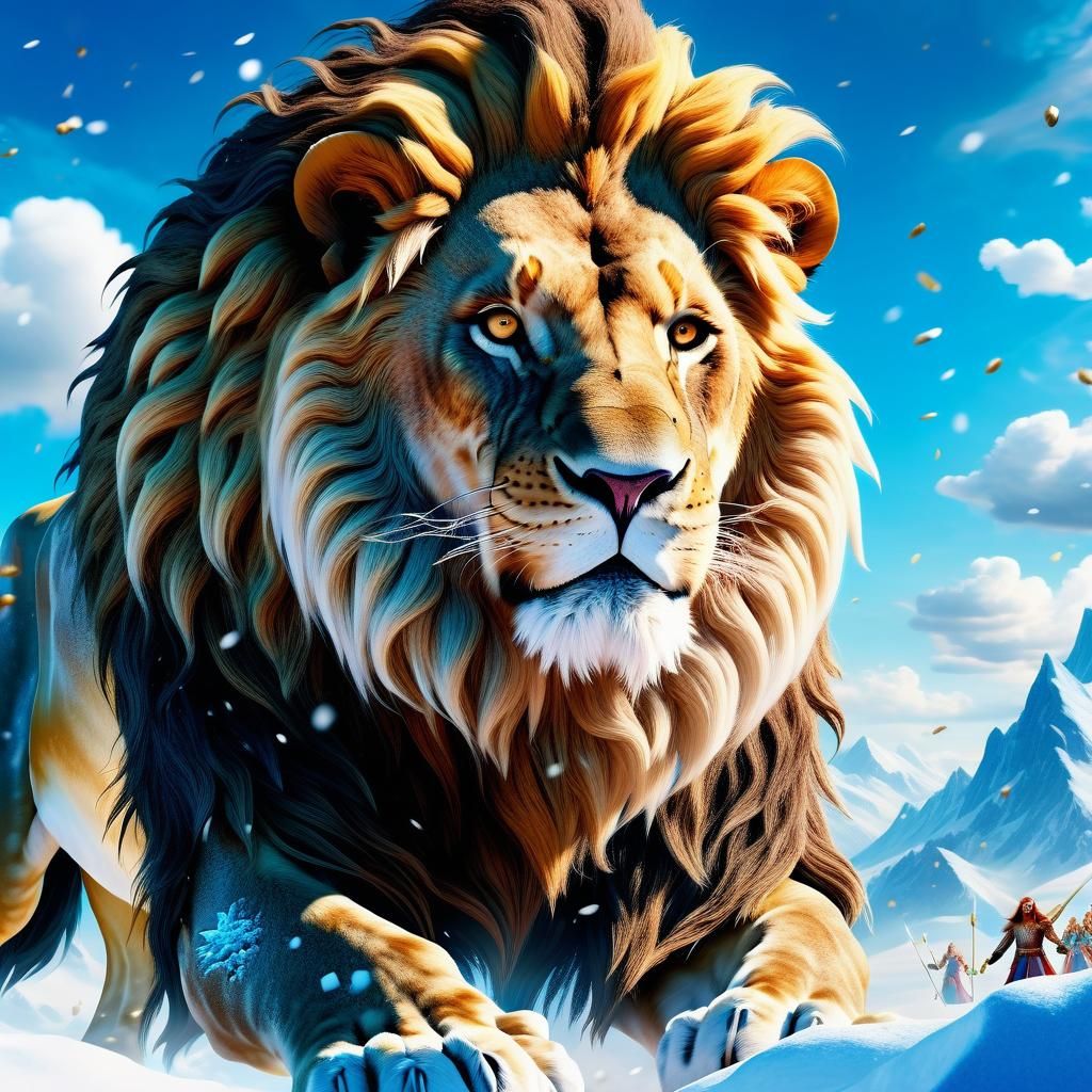 Aslan Charges: A Super Lion Fantasy Scene