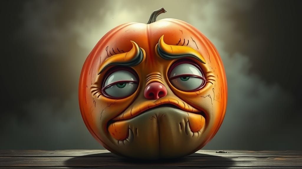 Melancholic Melon Portrait in Hyper-Realistic Style