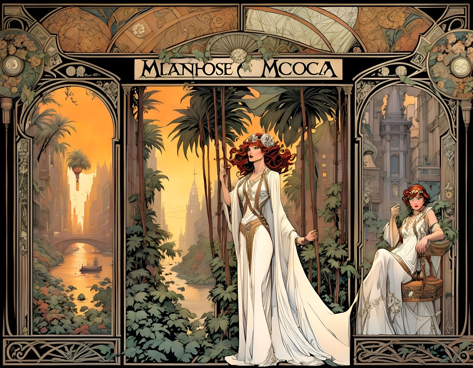 Comic Book Pages in Art Nouveau Style
