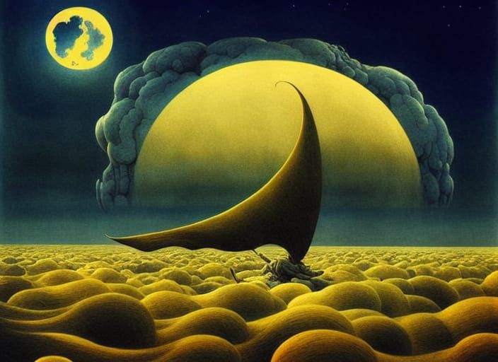 Stormy Blue Sea Song: Lowbrow Sci-Fi Digital Art