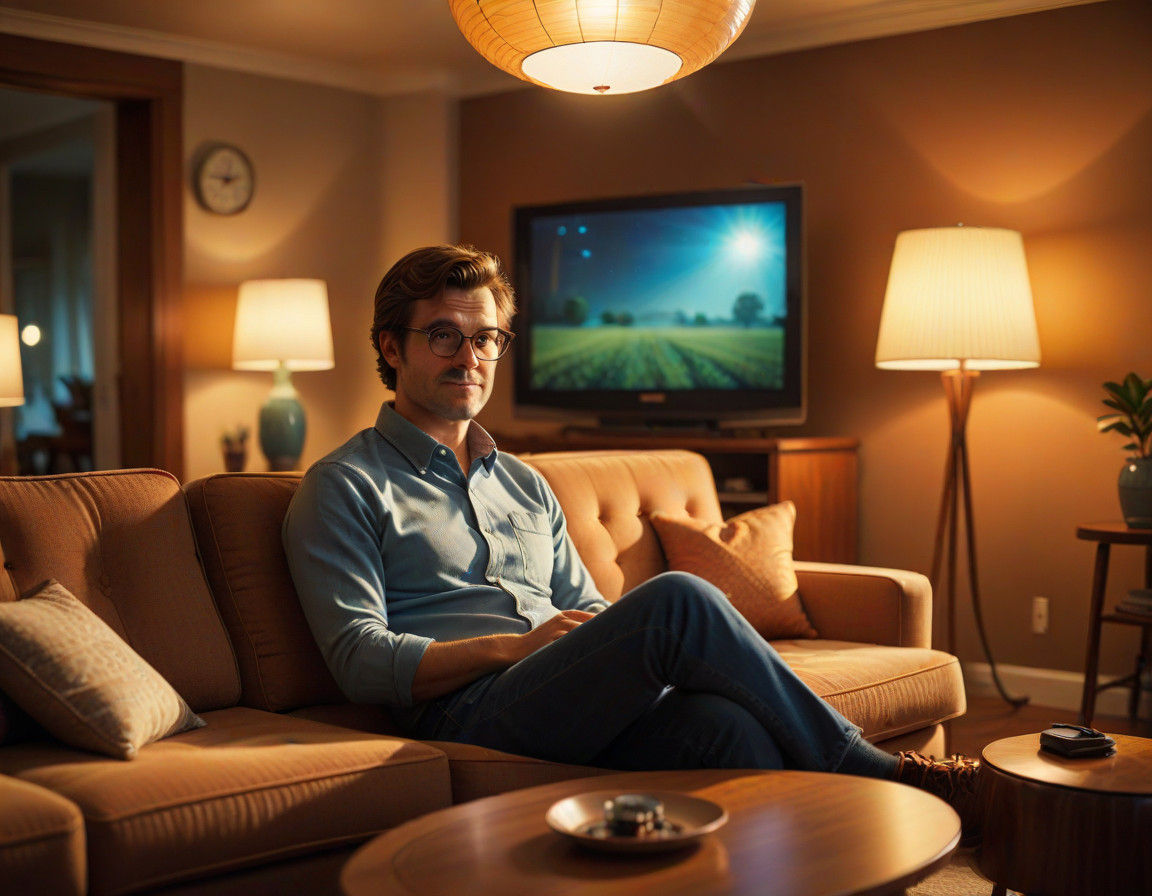 Nostalgic 1970s Living Room Scene in Cinematic Lighting