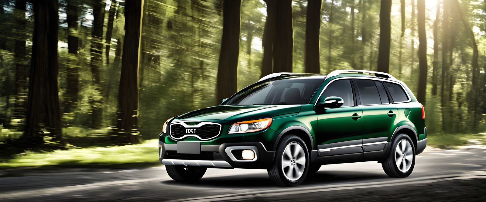Luxurious Forest Green SUV on White Background