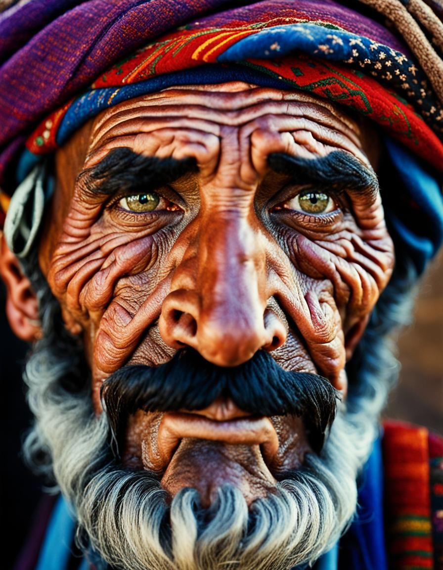 Afghan Man Portrait in 1950s Market