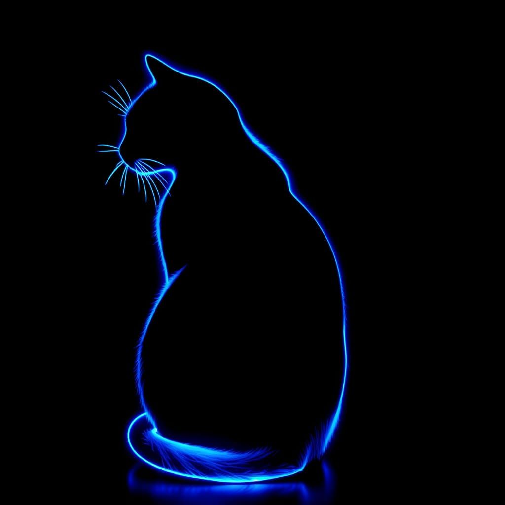 Ethereal Neon Cat Silhouette