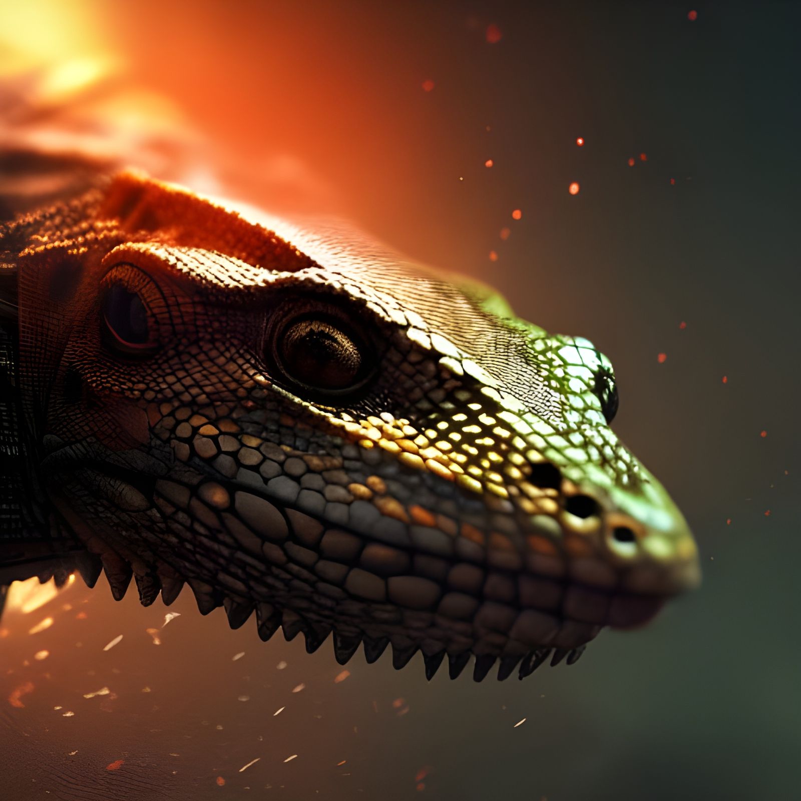 Hyperrealistic Lizard Skin Close-Up