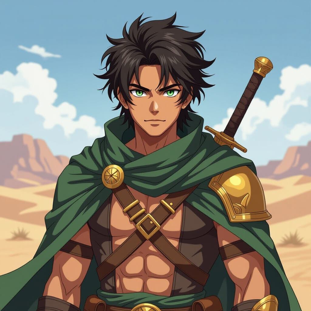 Anime Desert Warrior Illustration