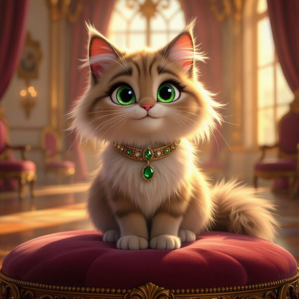 Adorable Fluffy Cat in Grand Disney Ballroom