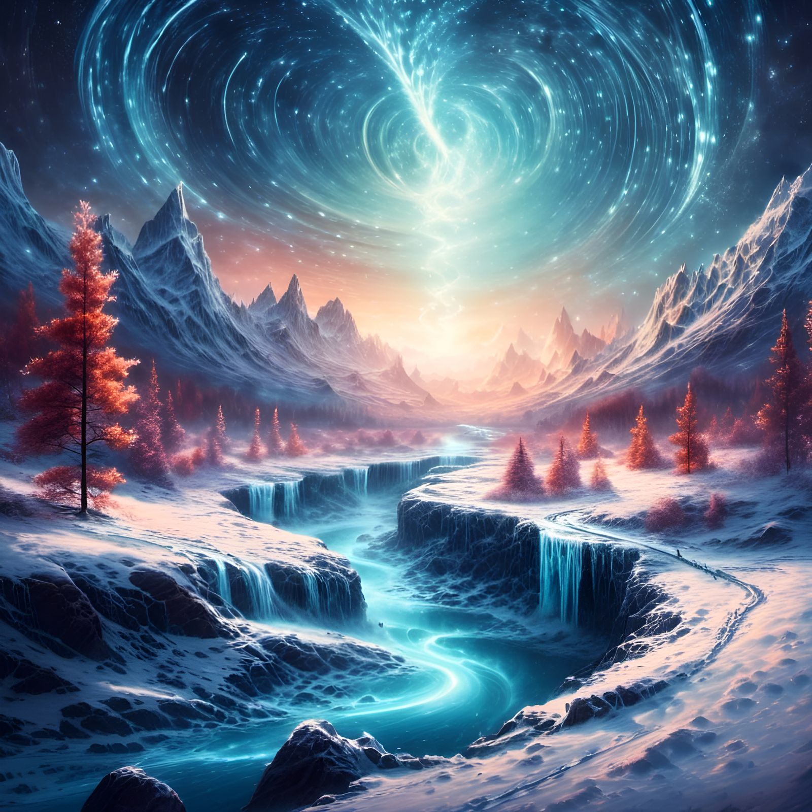 Frozen River in Space: Surreal Galaxy Art