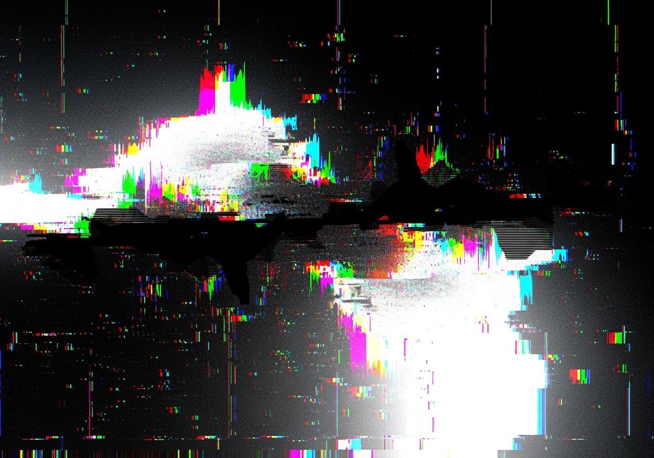 Glitch Art Collage of Abstract Landscape