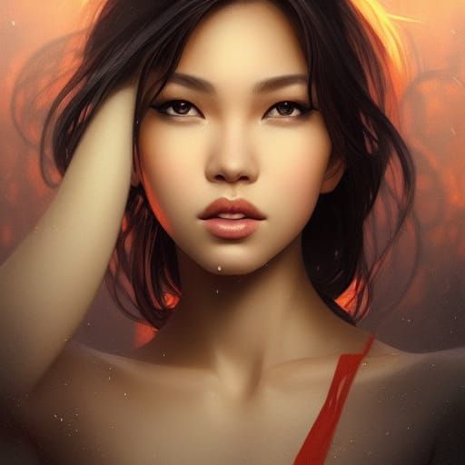 Beautiful Thai Woman Portrait in Hyperdetailed Style