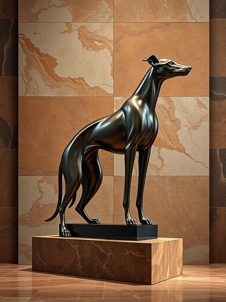 Art Deco Greyhound Sculpture in Bronze