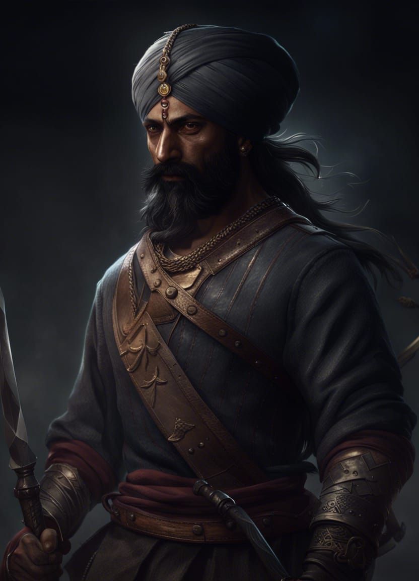 Sikh Warrior Portrait in Bloodborne Style