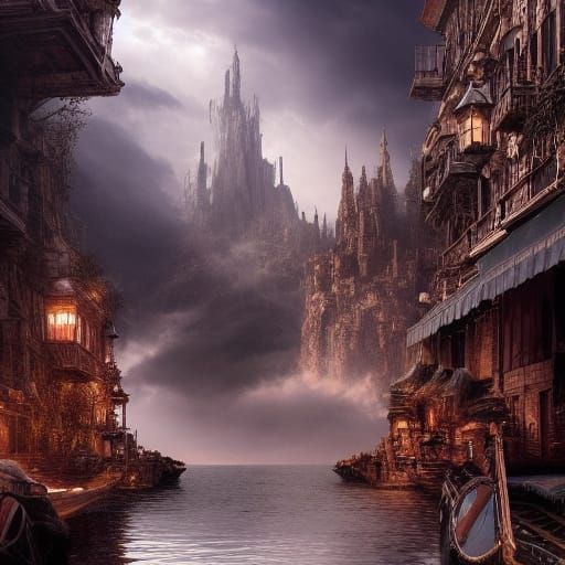 Intricate Digital Matte Painting with Dramatic Lighting