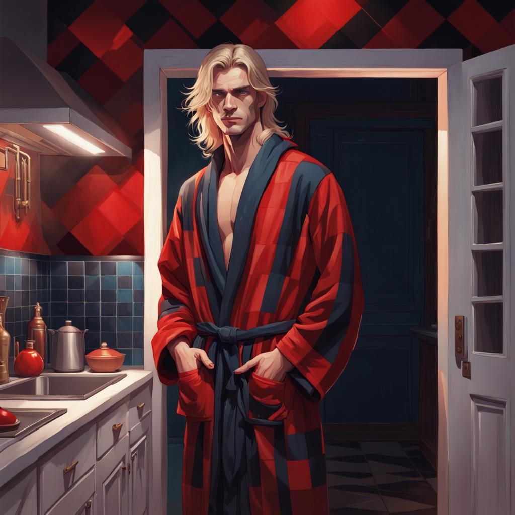 Blond Man in Doorway: Art Nouveau Portrait