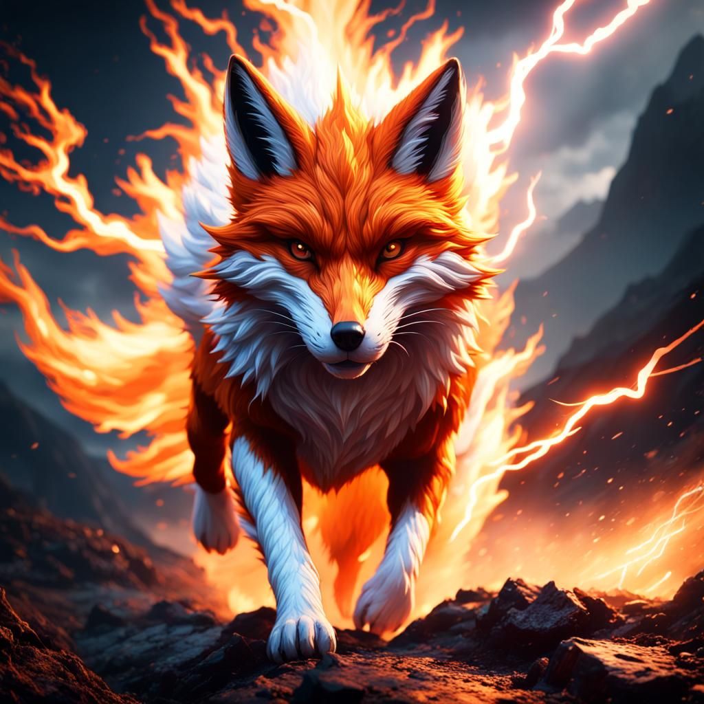 Epic Fire Lightning Fox Mountain Journey