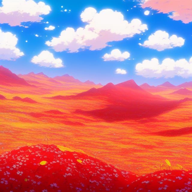 Floral Desert Dreamscape in Anime Style