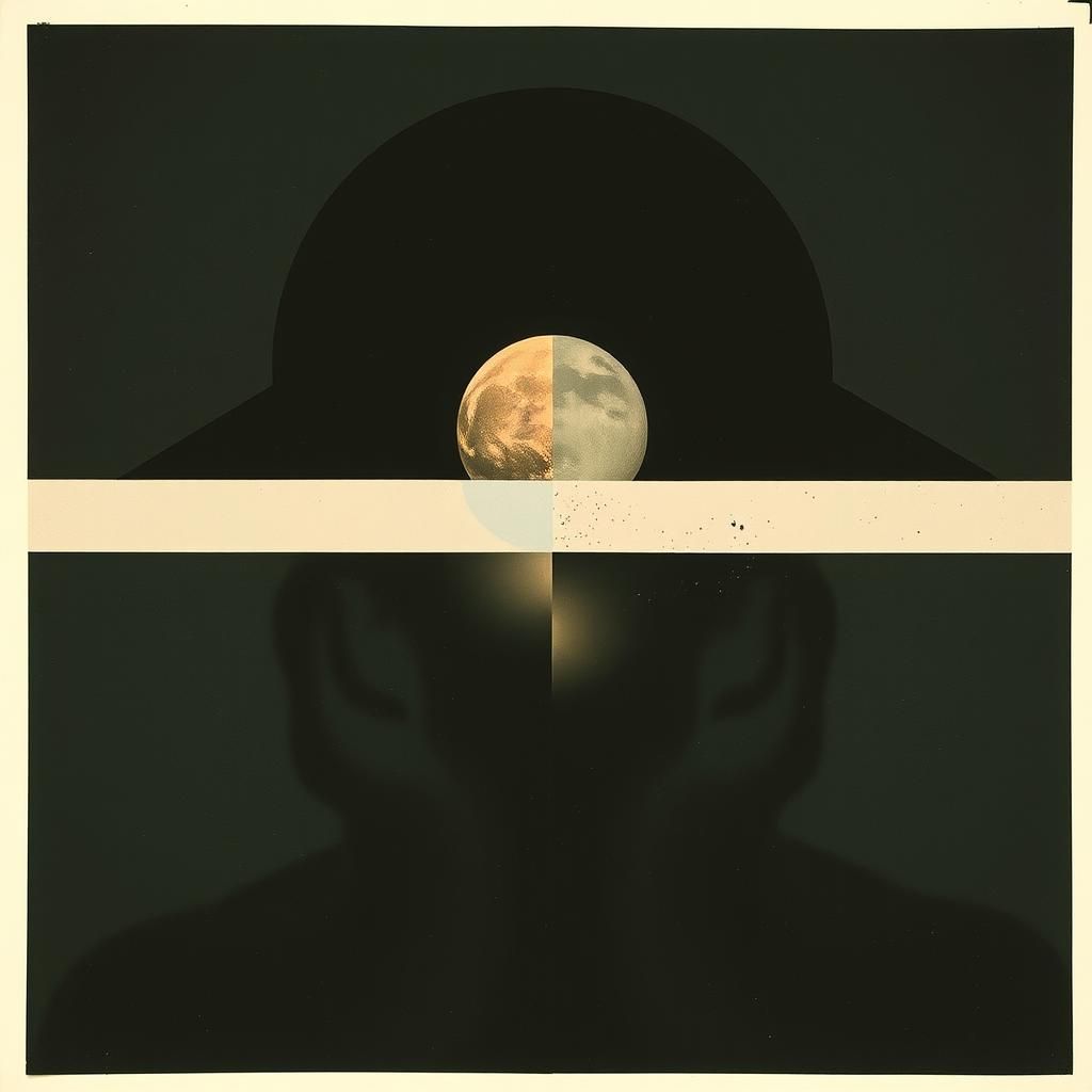 Surreal Minimalism Collage with Pearlescent Object