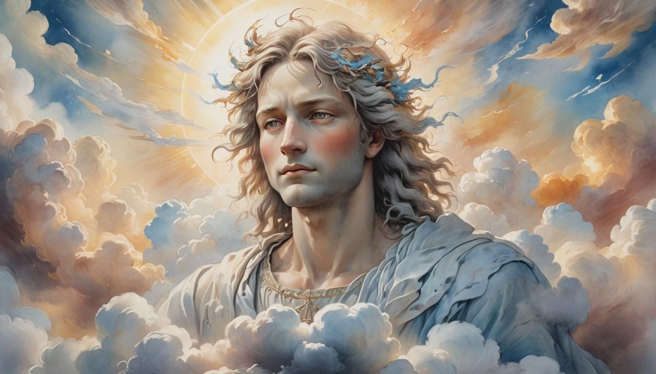 Heavenly Divine Being in Watercolor Style