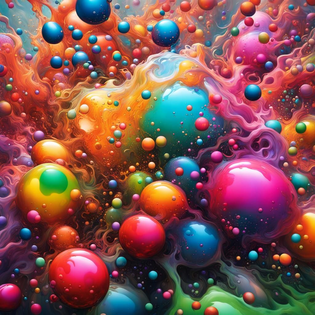Exploding Colorful Bubbles in Graffiti Art Style