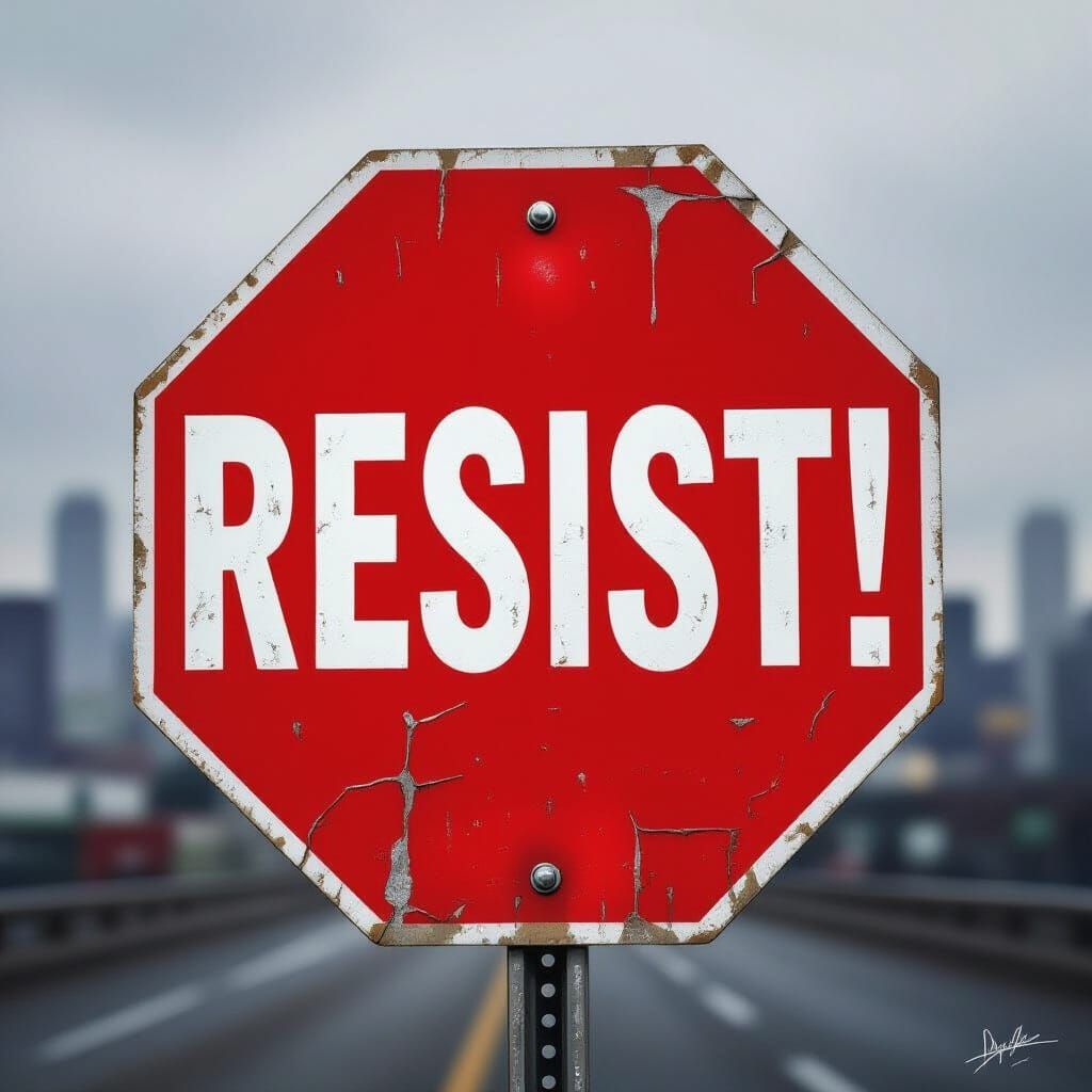 Stop Sign Declares "Resist!" in Graphic Street Art Style