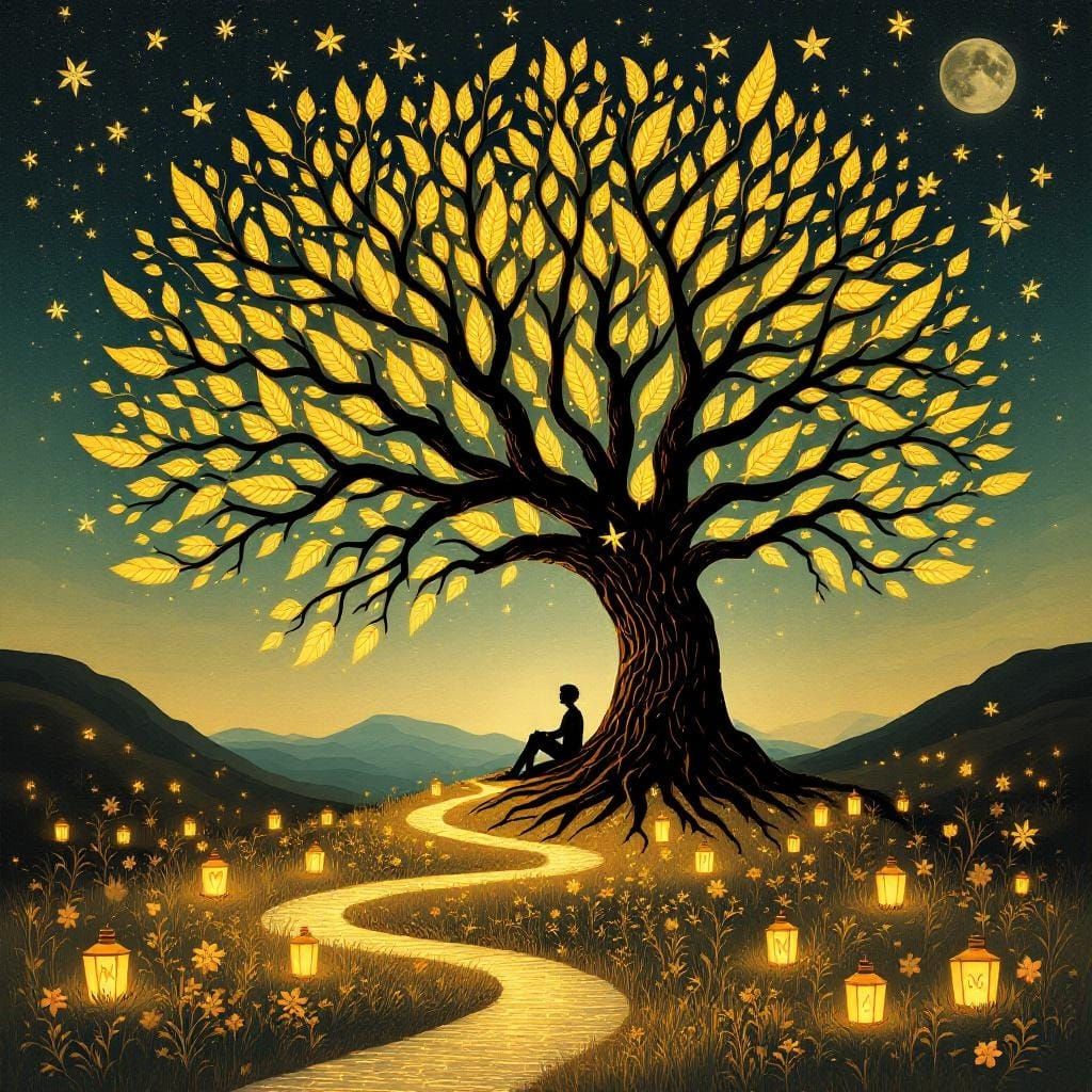 Surreal Writer's Gratitude Illustration with Glowing Quills