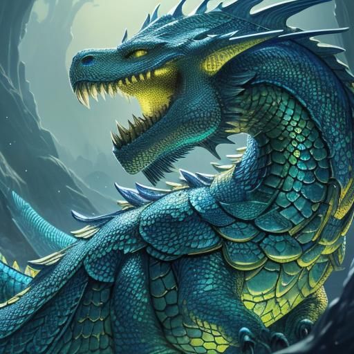 Glimmering Dragon Scales Concept Art in Oil Painting Style