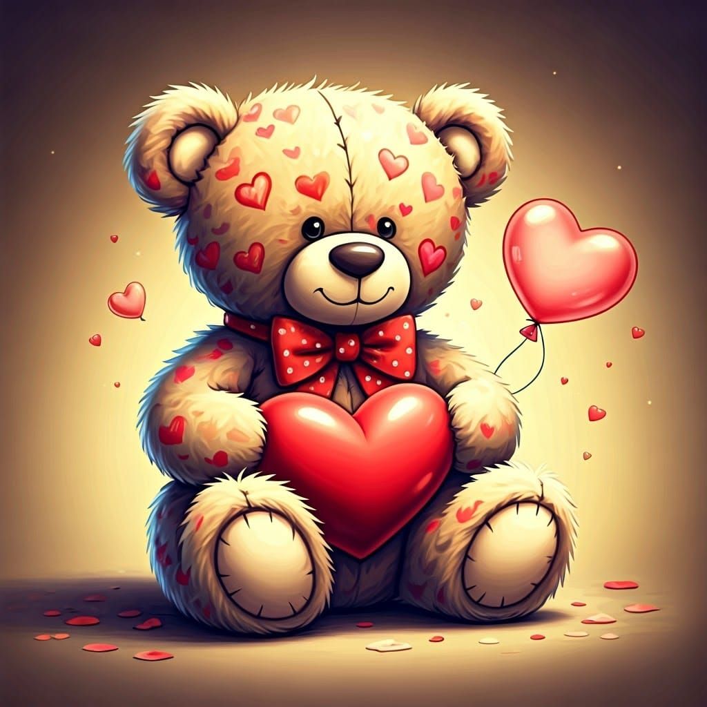 Whimsical Teddy Bear in Pastel Hues