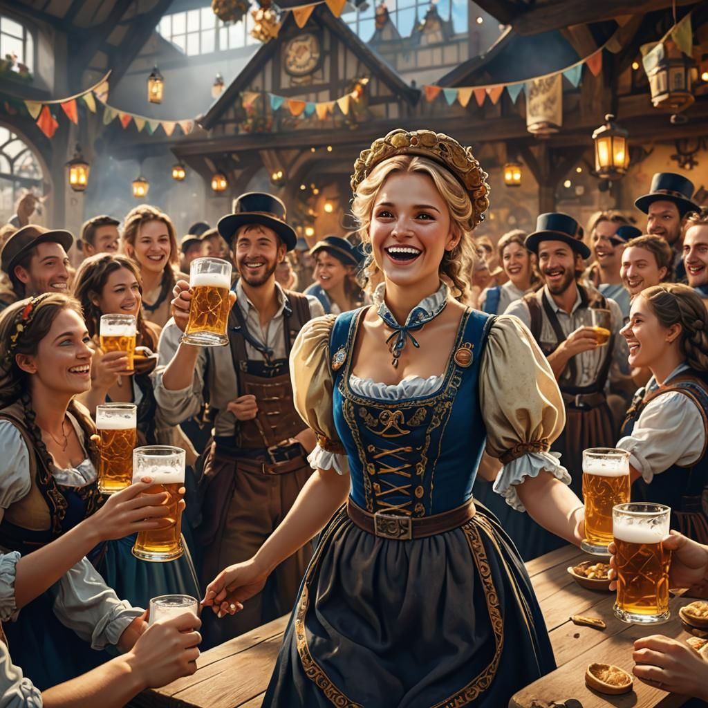 Oktoberfest Celebration in Fantasy Art Style