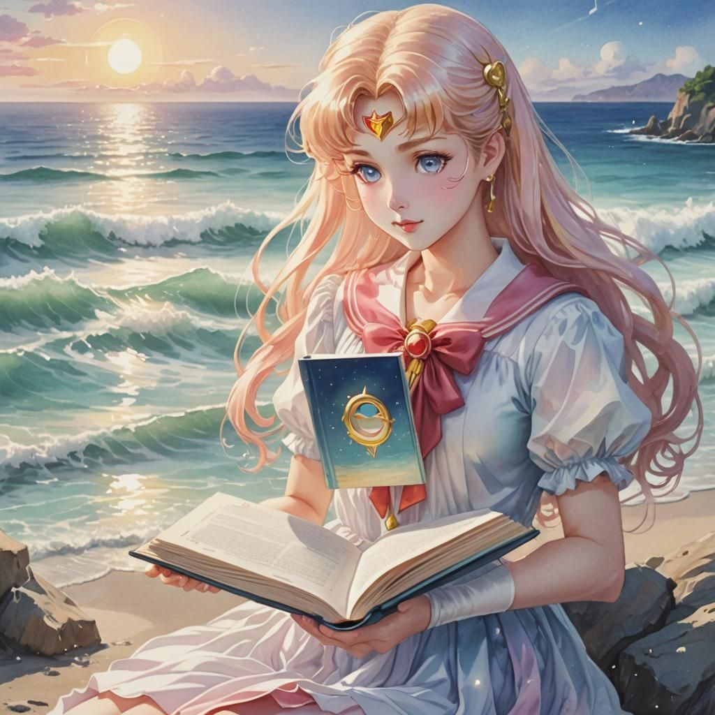 Sailor Moon's Alchemical Book: Watercolor Fantasy Art