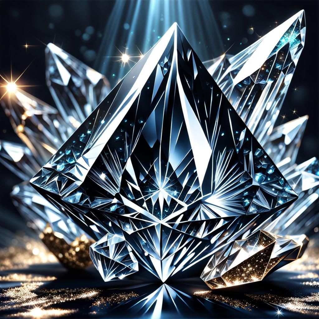 Glittering Crystal in Dark Fantasy 2.5D Illustration