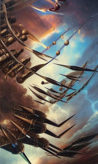 Eight of Wands Tarot Card in Cyberpunk Style