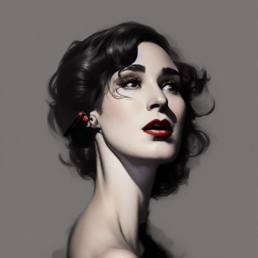 Elegant 50s Woman Smoking: Black and White Portrait