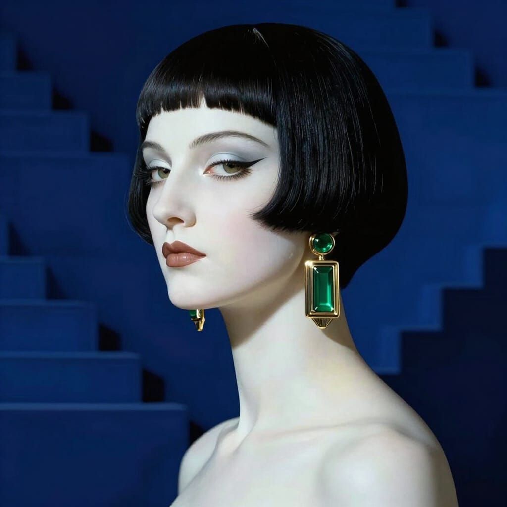 Art Deco Sovereign Portrait in Lempicka Style