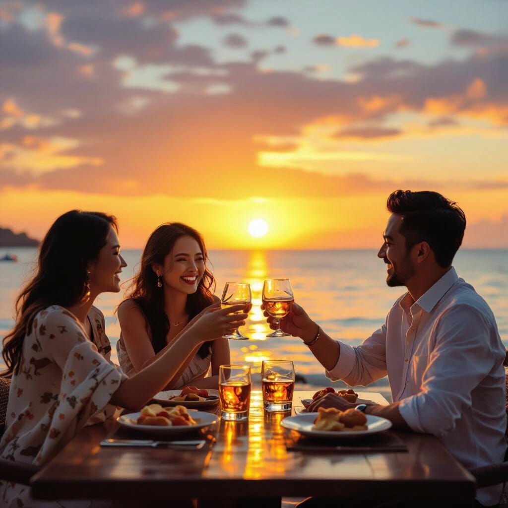 Filipino Gatherings at Sunset: Seaside, City, Province