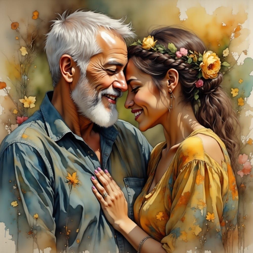 Aging Love Story in Painterly Style