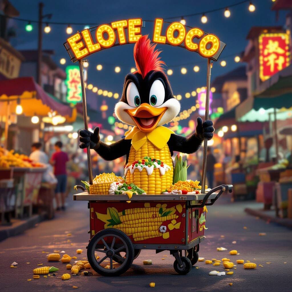Woody Woodpecker as a Crazy Corn Elote