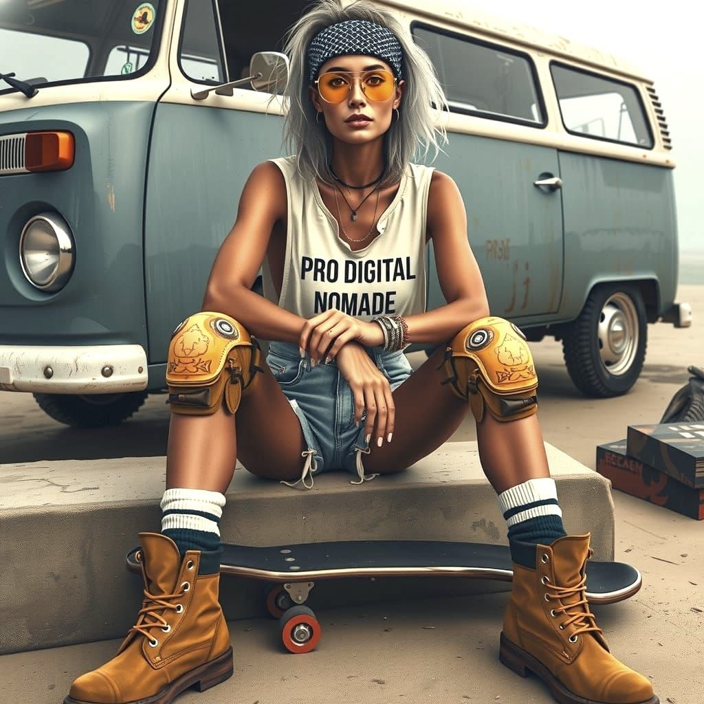 Digital Nomad Woman With Car