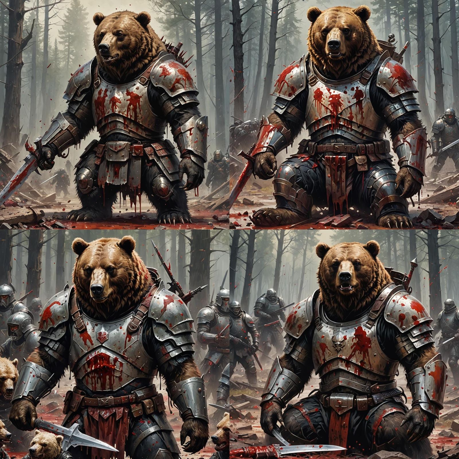 Bear in Bloodied Battle Armor: Sinister Art