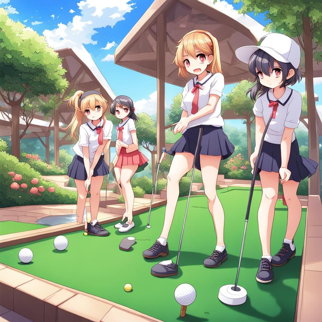 Anime Girls Playing Mini Golf