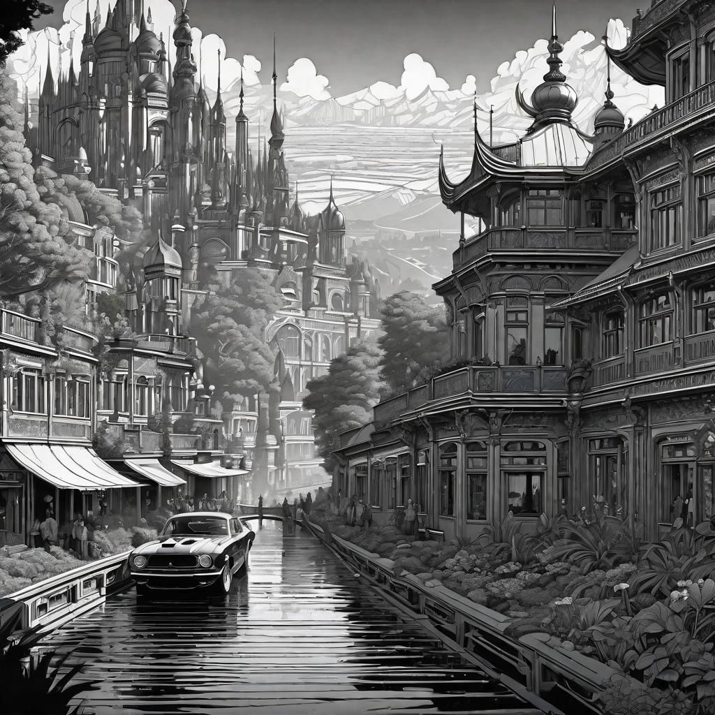 Colorful Drag Race in Black and White Landscape