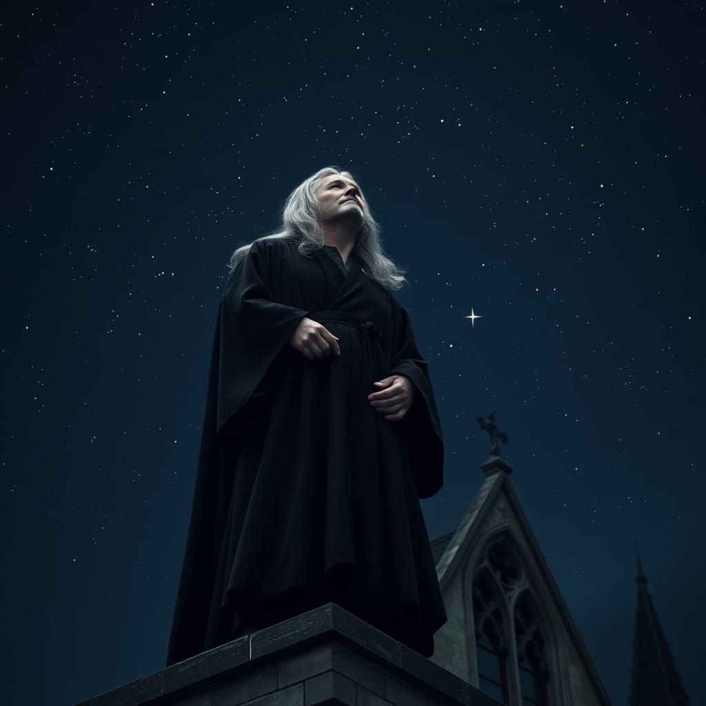 Astrologer Observes Night Sky From Tudor Mansion