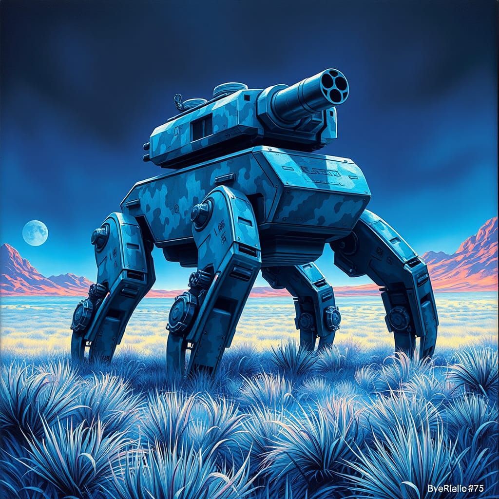 Retro Sci-Fi Robot Mecha on Alien Planet