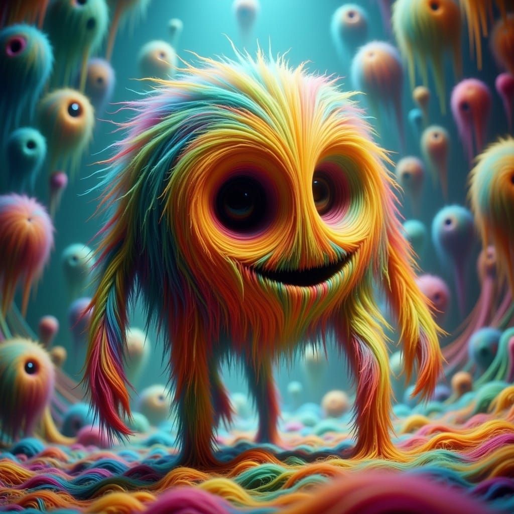 Whimsical Kaleidofuzz Creature in Candyland