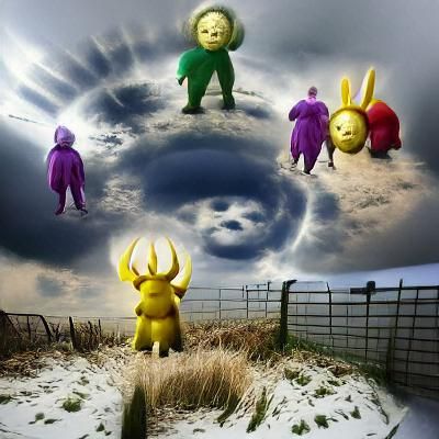 Teletubbies in a Sunny Field
