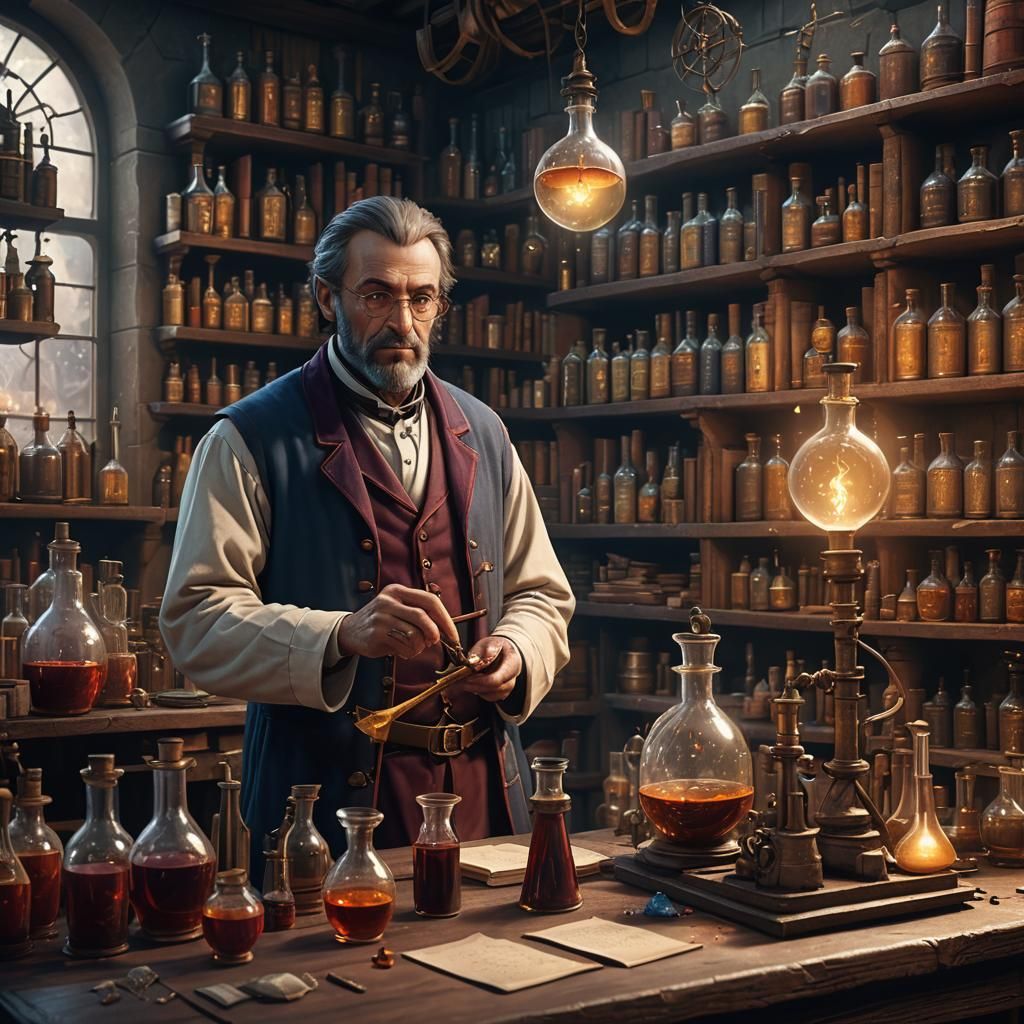 Alchemist Mixing Formula in Detailed Lab
