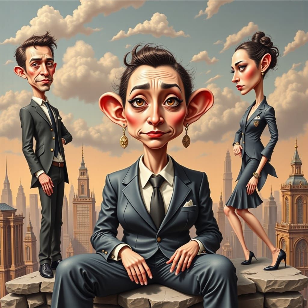Surreal Caricature Portrait in Deco Art Style