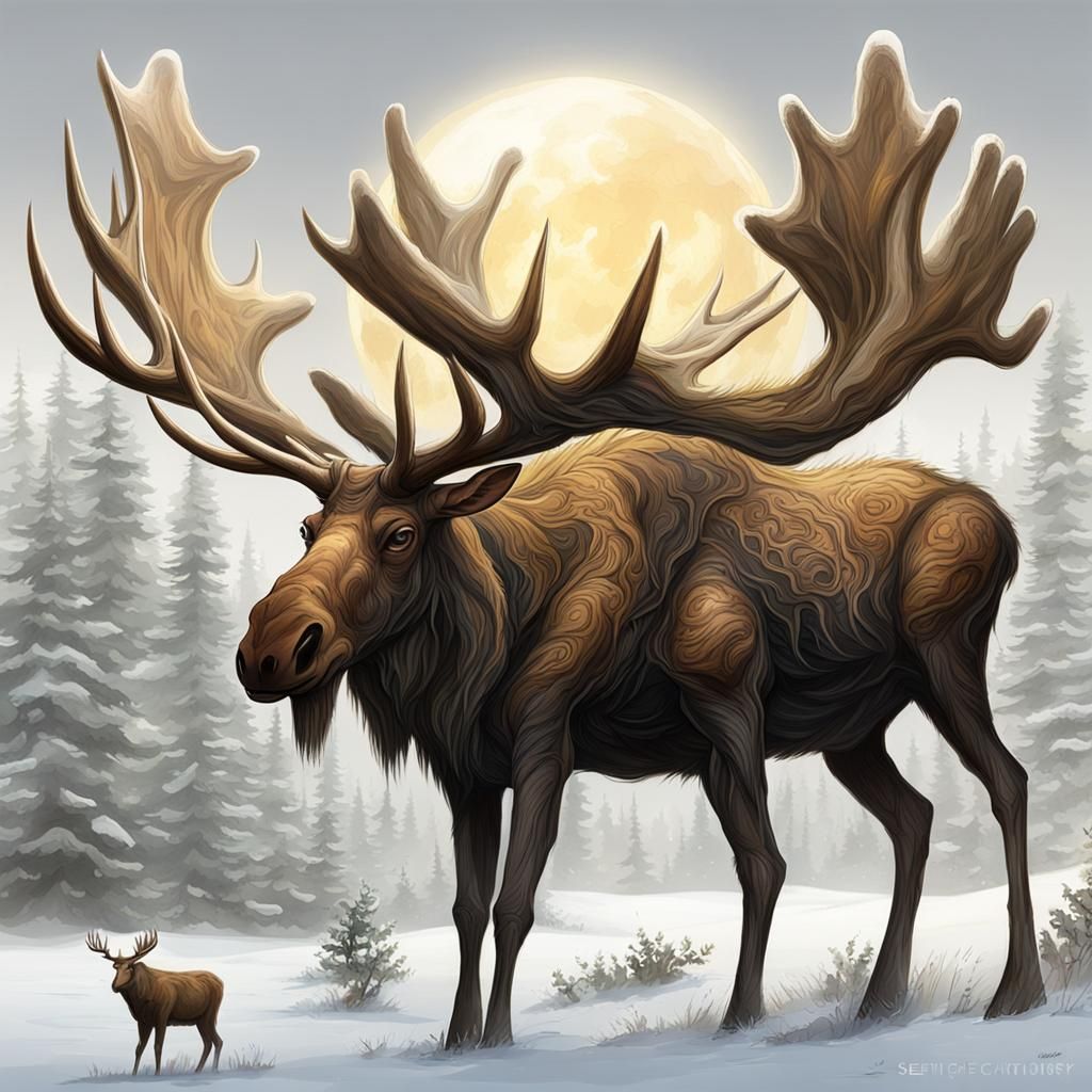 Moose-Elk Lifeforms on Alien Exoplanet: Concept Art