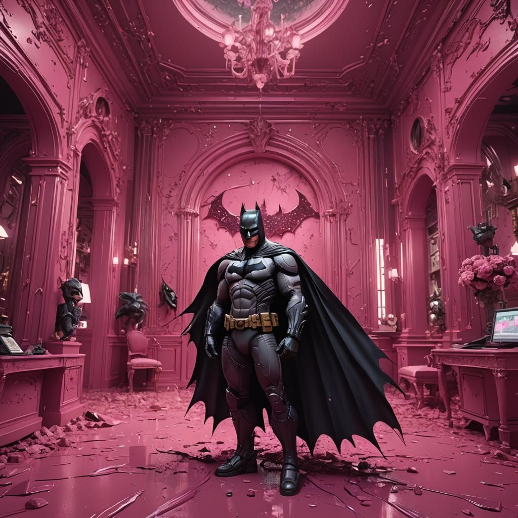 Batman in Pink Room: Detailed Matte Painting