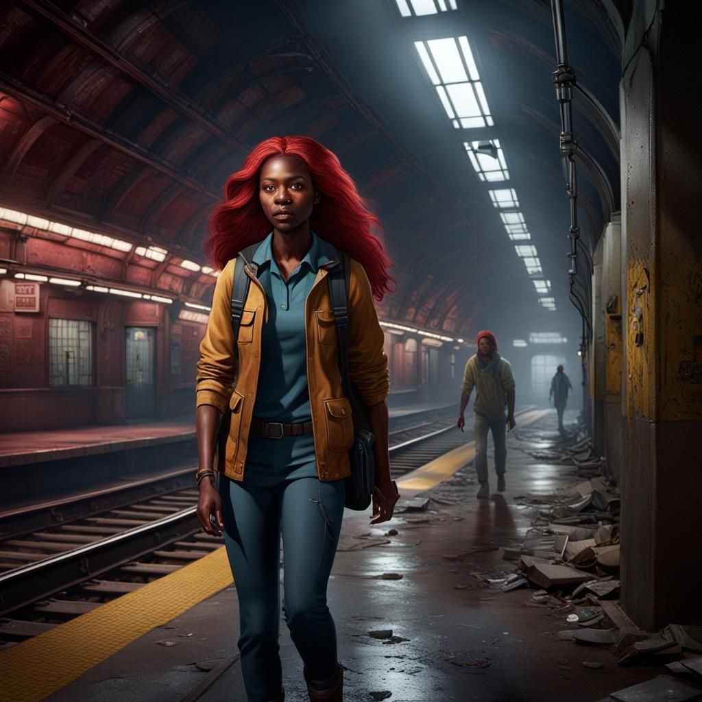 African American Nancy Drew in Abandoned Subway: Graffiti Ar...