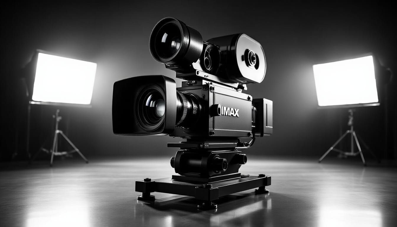 Striking B&W Photo of an IMAX Camera